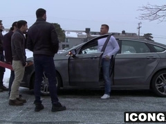 Super cute dude Brandon Wilde gets gangbanged by horny hunks