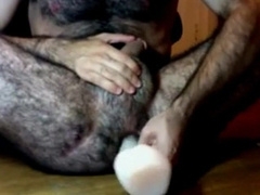 Hairy guy and his dildo 4