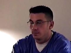 Ex-military hunk readies his erection for a blowjob
