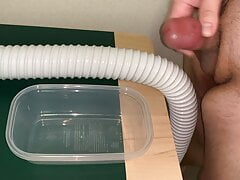Fat Guy With A Small Penis Cumming And Pissing In A Plastic Pot