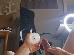 Big white cock, horny boy, pocket pussy handjob