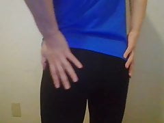 Asian man in leggings