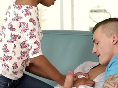 Dashing ebony and her bi-sexual lover devour tasty dick in the kinkiest manners