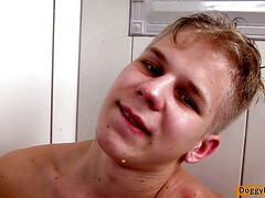 Shower wanking with sexy twink boy Bert