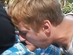 Blonde twink & Daddy outdoor