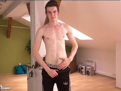 Dominic Reinhart playing with his long-looking cock