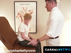 Dr Wolf spreads Caleb Anthony's cheeks apart to finger his hungry and yearning hole