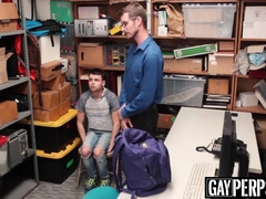 Double Penetration Banged Teenager Gets Punished For Stealing With His Old Man