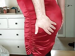 My wife's red satin dress