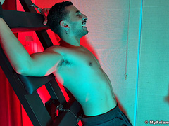 Luca strapped down and tickled by another guy