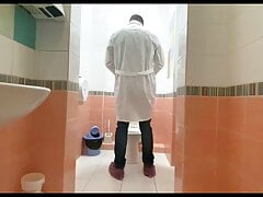 The real DOCTOR got excited during the EXAMINATION and could not stand it in the public TOILET of the hospital