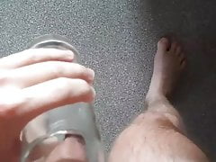 Ugly slave Drinks his own pee
