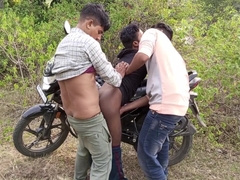 Young Boy - Indian Threesome Gay Movies In Hindi - A Comes To The Forest With A Bike And Calls His Friends And Gives Them - Hindi