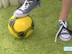 Lovely Lad Angel R Ejaculates Over His Football Ball!