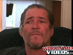 Handsome old boy plays with his cock and squirts cum