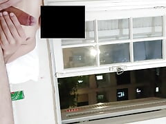 Risky masturbation flashing at open window front neighborhood 2