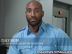Hairy Black TSA daddy Does Full Body Search Sexy Latino Boy