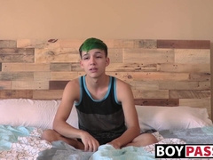 Skinny gay talks in an interview before pleasuring himself