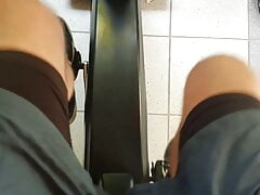 Master Ramon massages his hard cock on the ergometer