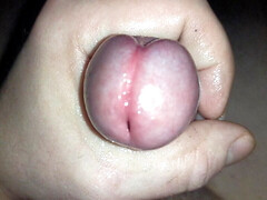 Closeup masturbation uncut cock slomotion cumshot