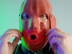 Submissive sissy-in-training indulges in four cumloads while clad in tight rubber spandex.