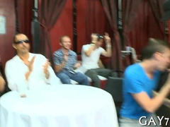 Watch as this horny sausage gets a helping hand from a hot stripper