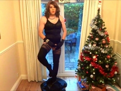 Christmas Wanking in Thigh-High Boots