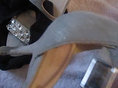 Cumming over wife's panties and shoe