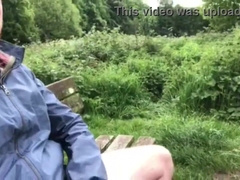 Edging my gigantic manstick on a park bench