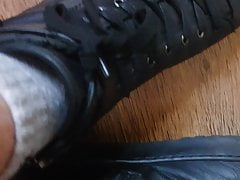 My leather sneakers and my feet.