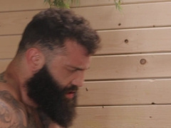 Erotic gay sex at the sauna between a hot bear and a twink
