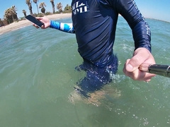 Surfer gets swell in his lycra for the delectation of the people