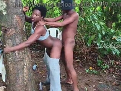 Pummel ebony Lagos goddess under a mango tree rear end