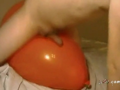 Big inflatable orange balloon humping cum 2