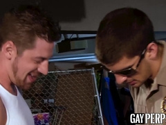 Gay suspect hammered hard by police officer and another stud