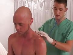 Bald guy seduced by his gay doctor and teased playfully