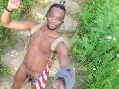 Kenney Jai flaunts his massive black cock in a public park and gets caught