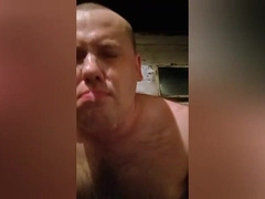 Queer from Russia gets 3 cum shots on his face! The spooge also finished up in his gullet!