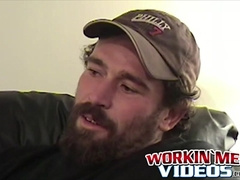 Mature dude with beard has solo masturbation session