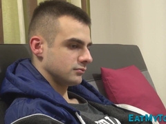 Nubile gives socked feet wank and gives head