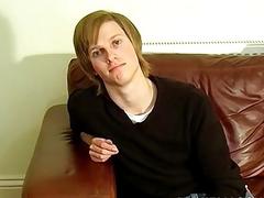 Young UK twink jerks off big dick solo