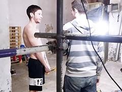 Submissive twinks tied up and ravaged in a kinky foursome