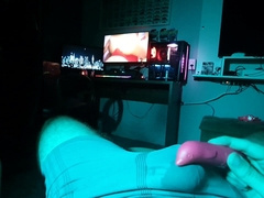 three massagers at the same time, spunking in lingerie, solo masculine