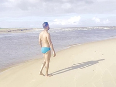 Bare and Stroking off inwards a Lagoon