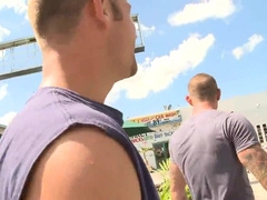 Watch this hot stud get pounded hard and deep by a hot babe