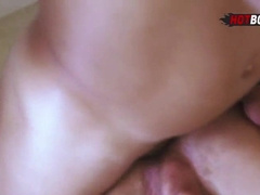 Uber-cute stud providing his butt to the giant-dicked dude