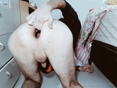 twink plays huge, dildo shower