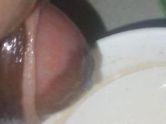 Drinking semen with teacup