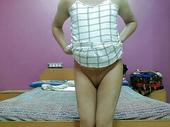 Sexy sissy crossdresser femboy Sweet Lollipop in a short nighty.