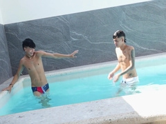 Slim Rich And Sebastian Jed - Poolside Bareback Fucking With Latino Boys Slim & Sebastian